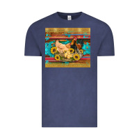 Vintage Denim western coop animals farm chicken chick rooster sunflowers wooden sera Vintage Tee - Artiststas