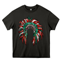 Asphalt mexican flag indian headdress Heavy Core Tee - RanaPortraitStore