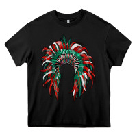 Black mexican flag indian headdress Heavy Core Tee - RanaPortraitStore
