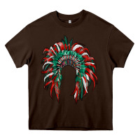 Chocolate Brown mexican flag indian headdress Heavy Core Tee - RanaPortraitStore