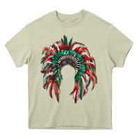 Mossy mexican flag indian headdress Heavy Core Tee - RanaPortraitStore