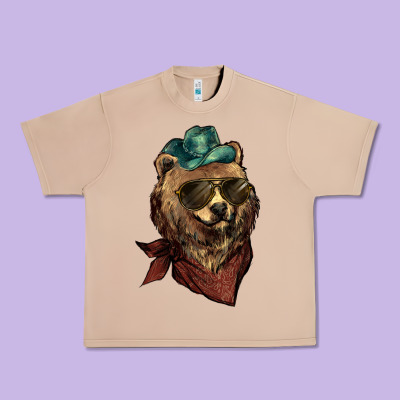 Bear Cowboy Urban Heavy Tee Designed By Nancycooperartshop