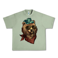 Oil Green bear cowboy Urban Heavy Tee - NancyCooperArtShop