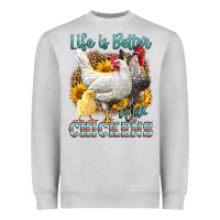 Heather Grey Western Life Is Better With Chickens Heavyweight Sweatshirt - LillyAllenDesigns