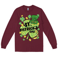 Burgundy st. patrick's day shamrock Long Sleeve Tee - MaliasSmallBusiness