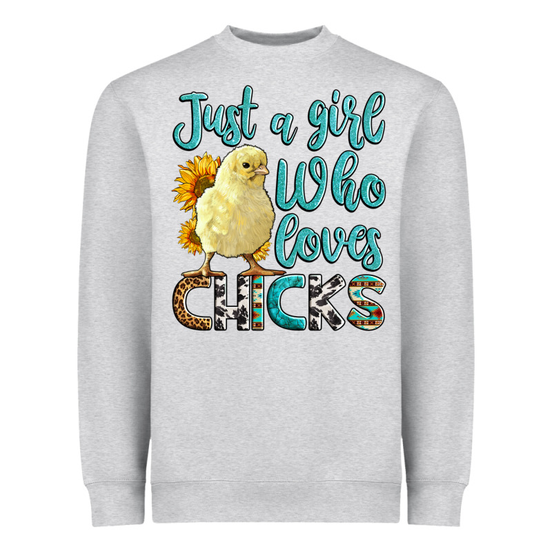 Western Just A Girl Who Loves Chicks Heavyweight Sweatshirt by LillyAllenDesigns | Teevron