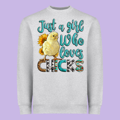 Western Just A Girl Who Loves Chicks Heavyweight Sweatshirt Designed By Lillyallendesigns