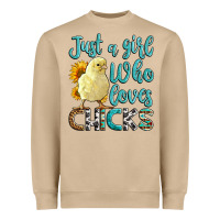 Mushroom Western Just A Girl Who loves Chicks Heavyweight Sweatshirt - LillyAllenDesigns