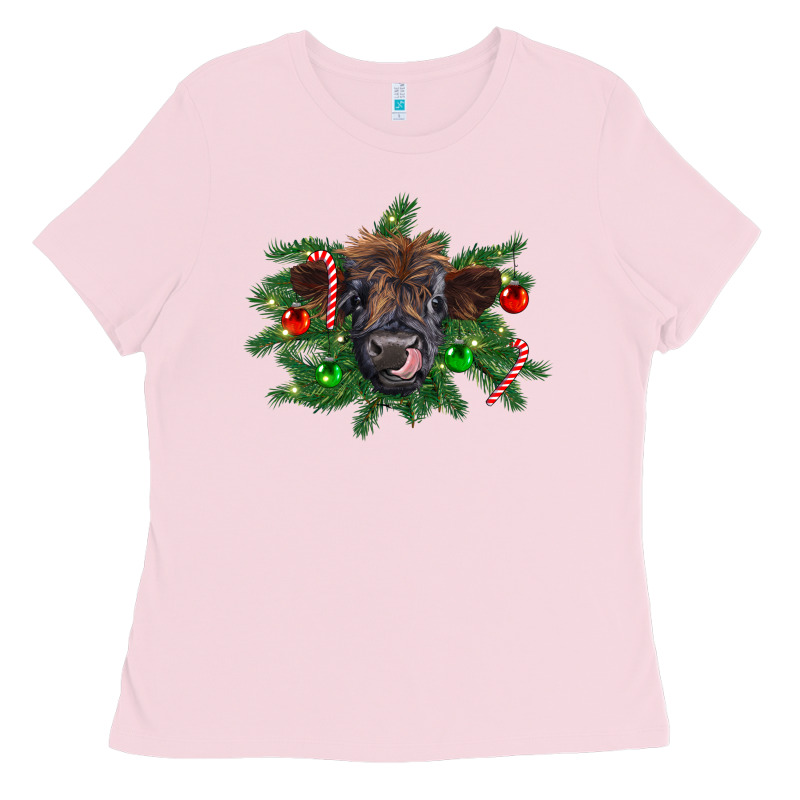 Christmas Highland Calf Ladies Tee by RanaPortraitStore | Teevron