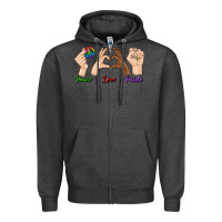 Charcoal Heather Peace Love Pride Zipper Hoodie - BundleAndBundleShop