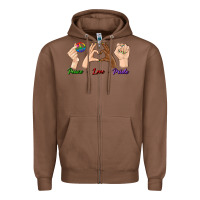 Chestnut Peace Love Pride Zipper Hoodie - BundleAndBundleShop
