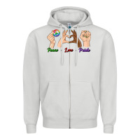 Dove Grey Peace Love Pride Zipper Hoodie - BundleAndBundleShop