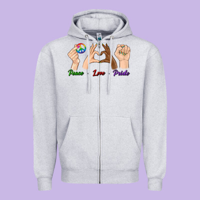 Peace Love Pride Zipper Hoodie Designed By Bundleandbundleshop