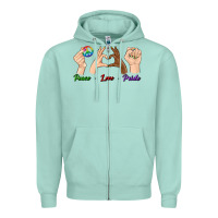 Seafoam Peace Love Pride Zipper Hoodie - BundleAndBundleShop