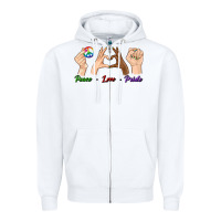 White Peace Love Pride Zipper Hoodie - BundleAndBundleShop