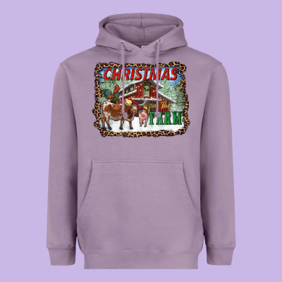 Christmas On The Farm Heavyweight Hoodie Designed By Ranaportraitstore