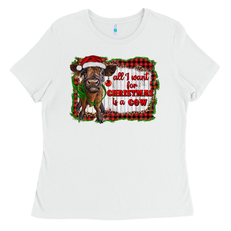 All I Want For Christmas Is A Cow Highland Calf Ladies Tee by RanaPortraitStore | Teevron