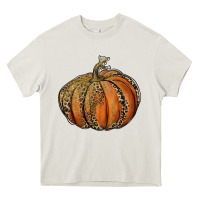 Cream leopard pumpkin Heavy Core Tee - RanaPortraitStore