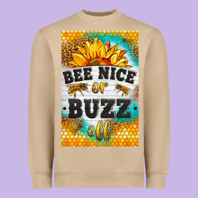 Bee Nice Or Buzz Off Heavyweight Sweatshirt Designed By Lillyallendesigns