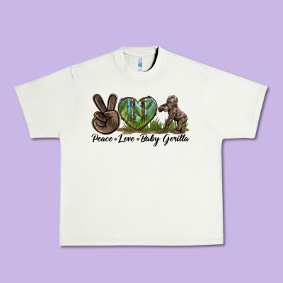 Peace Love Baby Gorilla Urban Heavy Tee Designed By Lillyallendesigns