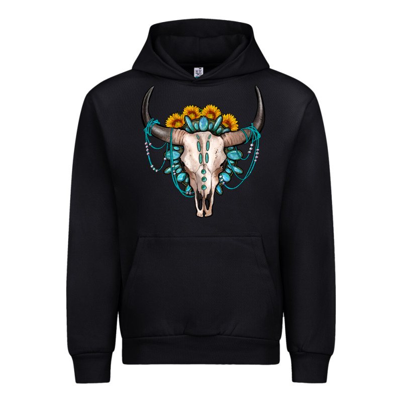 Sunflower Gemstone Bull Skull Urban Hoodie by OliviaCreatesArt | Teevron