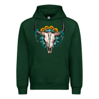 Forest Green sunflower gemstone bull skull Urban Hoodie - OliviaCreatesArt