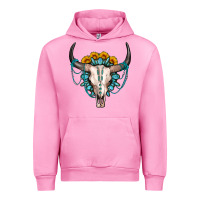 Fuchsia Pink sunflower gemstone bull skull Urban Hoodie - OliviaCreatesArt
