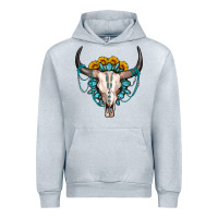 Heather Grey sunflower gemstone bull skull Urban Hoodie - OliviaCreatesArt