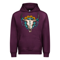 Mauve Wine sunflower gemstone bull skull Urban Hoodie - OliviaCreatesArt