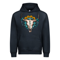 Navy sunflower gemstone bull skull Urban Hoodie - OliviaCreatesArt