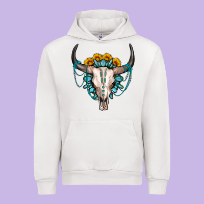 Sunflower Gemstone Bull Skull Urban Hoodie Designed By Oliviacreatesart