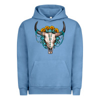 Pigment Pebble Blue sunflower gemstone bull skull Urban Hoodie - OliviaCreatesArt