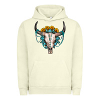 Pigment Pistachio sunflower gemstone bull skull Urban Hoodie - OliviaCreatesArt