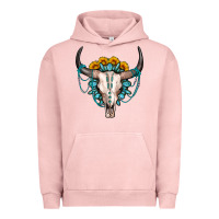 Pigment Salmon sunflower gemstone bull skull Urban Hoodie - OliviaCreatesArt