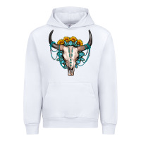 White sunflower gemstone bull skull Urban Hoodie - OliviaCreatesArt