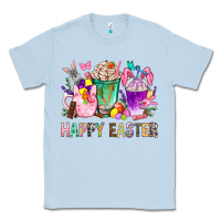 Dusty Blue Happy Easter coffee cups with Bunny Classic Tee - NancyCooperArtShop