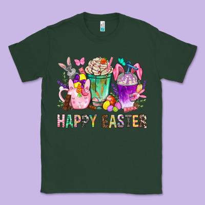 Happy Easter Coffee Cups With Bunny Classic Tee Designed By Nancycooperartshop