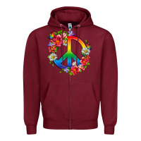 Burgundy Peace Pride LGBTQ+ And Flowers Zipper Hoodie - BundleAndBundleShop