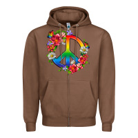 Chestnut Peace Pride LGBTQ+ And Flowers Zipper Hoodie - BundleAndBundleShop