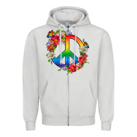 Dove Grey Peace Pride LGBTQ+ And Flowers Zipper Hoodie - BundleAndBundleShop