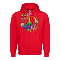Red Peace Pride LGBTQ+ And Flowers Zipper Hoodie - BundleAndBundleShop