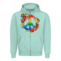 Seafoam Peace Pride LGBTQ+ And Flowers Zipper Hoodie - BundleAndBundleShop