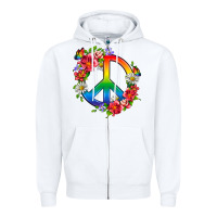 White Peace Pride LGBTQ+ And Flowers Zipper Hoodie - BundleAndBundleShop