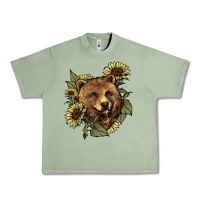 Oil Green bear head sunflowers Urban Heavy Tee - NancyCooperArtShop