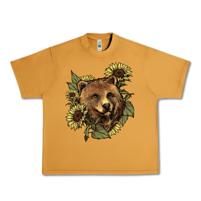 Bear Head Sunflowers Urban Heavy Tee by NancyCooperArtShop | Teevron