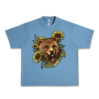 Pebble Blue bear head sunflowers Urban Heavy Tee - NancyCooperArtShop
