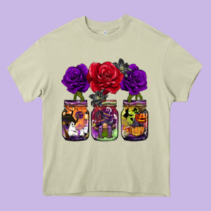 Halloween Jars Rose Heavy Core Tee Designed By Barkaloodesign