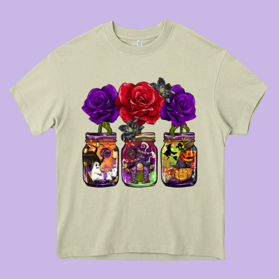 Halloween Jars Rose Heavy Core Tee Designed By Barkaloodesign