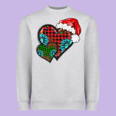Christmas Heart Gemstones Leopard Heavyweight Sweatshirt Designed By Barkaloodesign