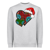 Heather Grey Christmas heart gemstones leopard Heavyweight Sweatshirt - BarkalooDesign
